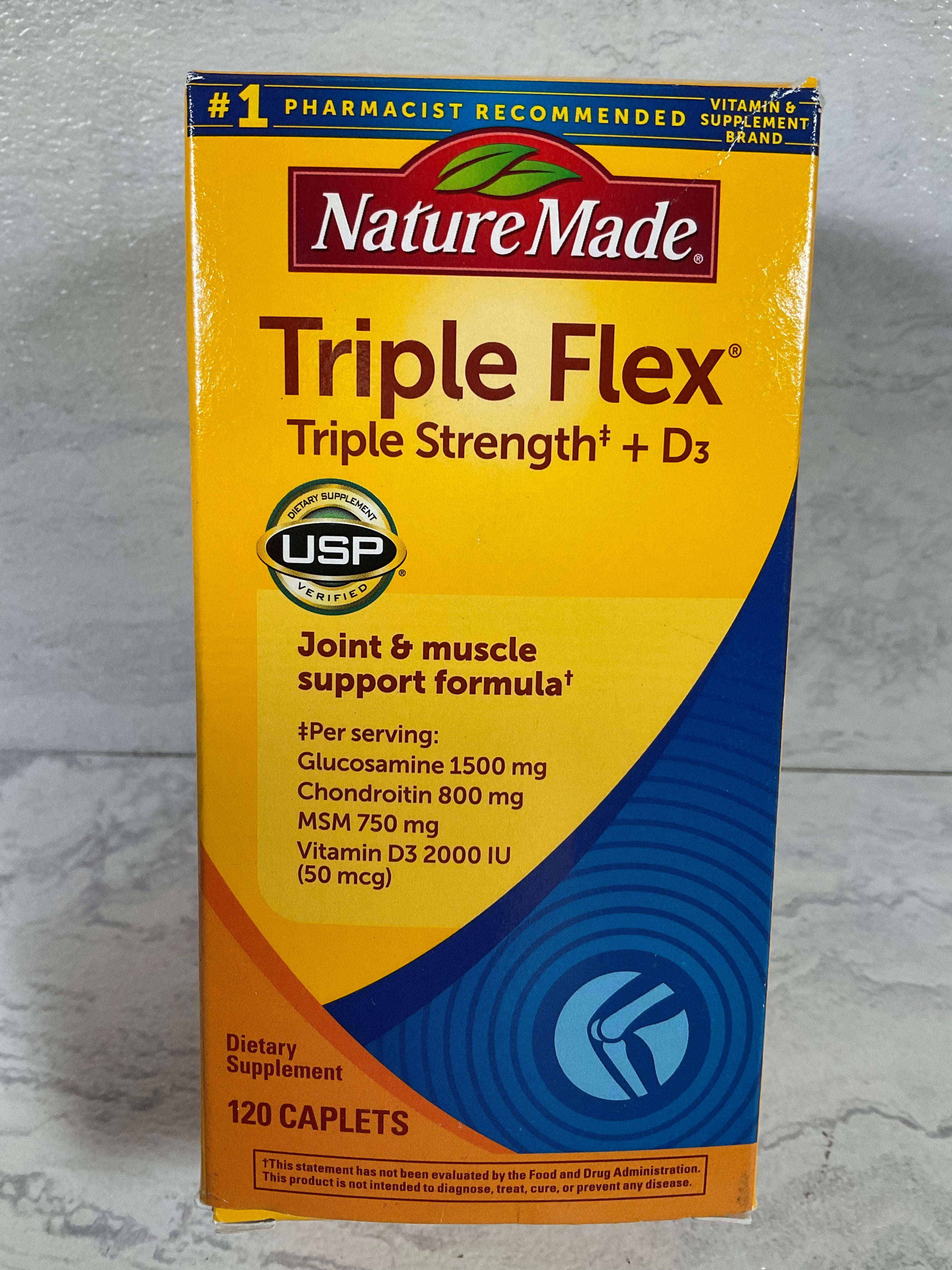 Nature Made TripleFlex Triple Strength Caplets with Vitamin D3, 120 Count (6935415161015)
